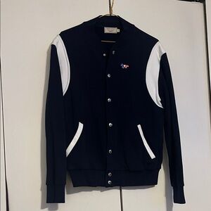 MAISON KITSUNE Navy and White Varsity Jacket